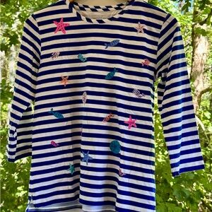 Vineyard Vines Girls Long-Sleeve Sea Critter & Stripe Tee Size XL (16)